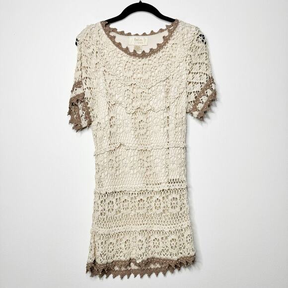 Vintage Kroshetta by Papillon Crochet Beaded 90s Skirt Set Beach Boho Medium - Picture 2 of 12